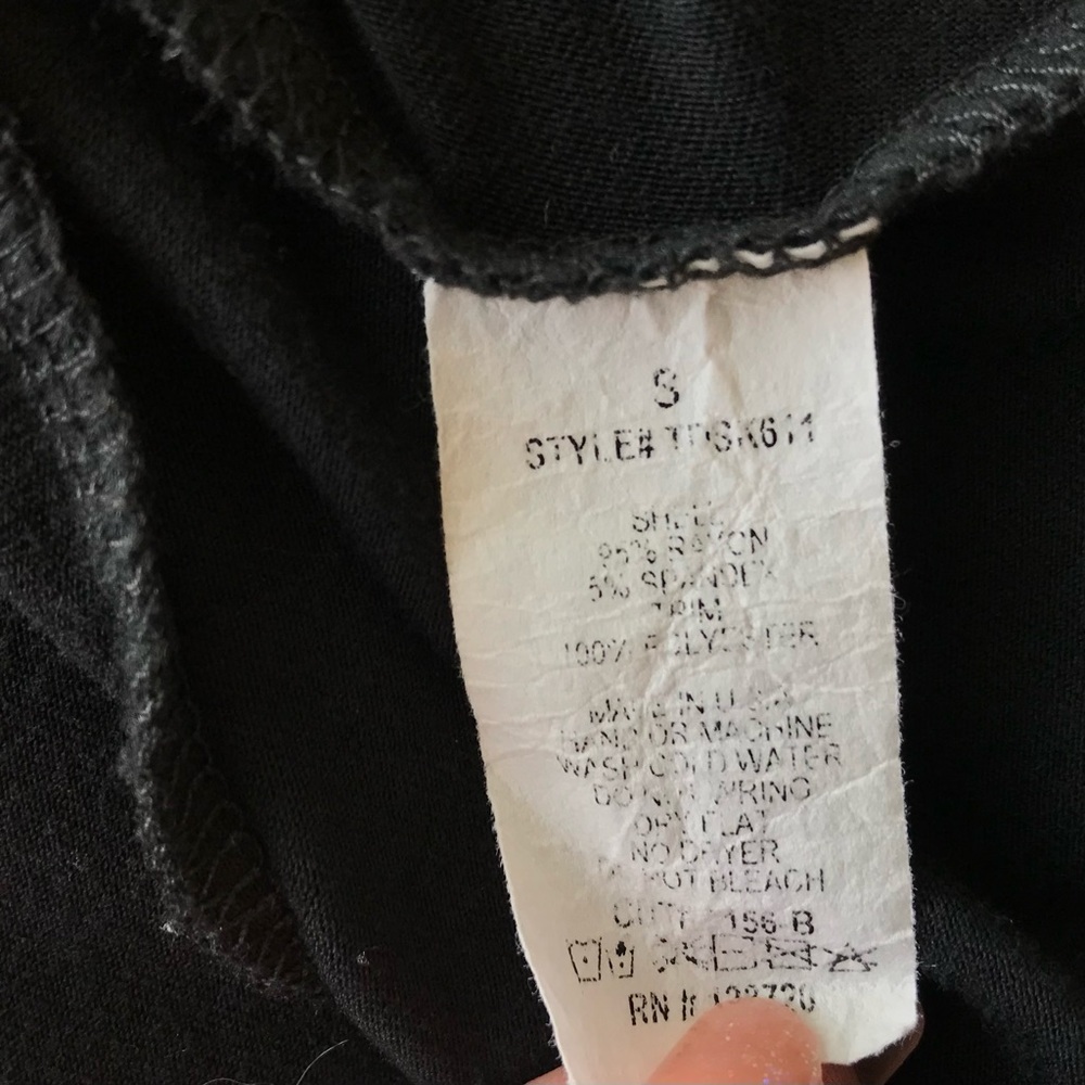 Blue Rain Wrap Top Embroidered Long Sleeves Womens Size Small Black Made USA - Picture 5 of 6